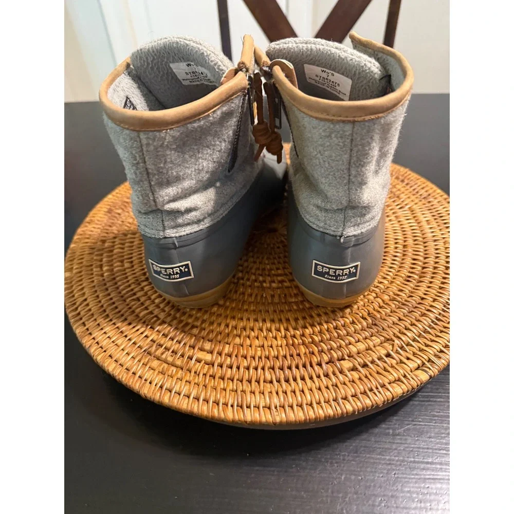 Sperry Saltwater Grey Wool Insulated Waterproof Duck Boots STS82475 Womens 7